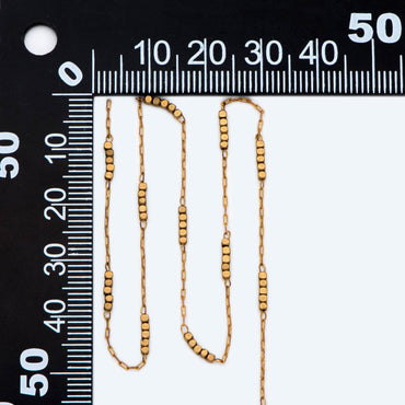 Raw Brass Beaded Chain, 0.9mm Thin Chain with 1.6mm Cube Beads, Un-plated Brass Delicate Chains (#LK-146-RB)/ 1 Meter=3.3 ft