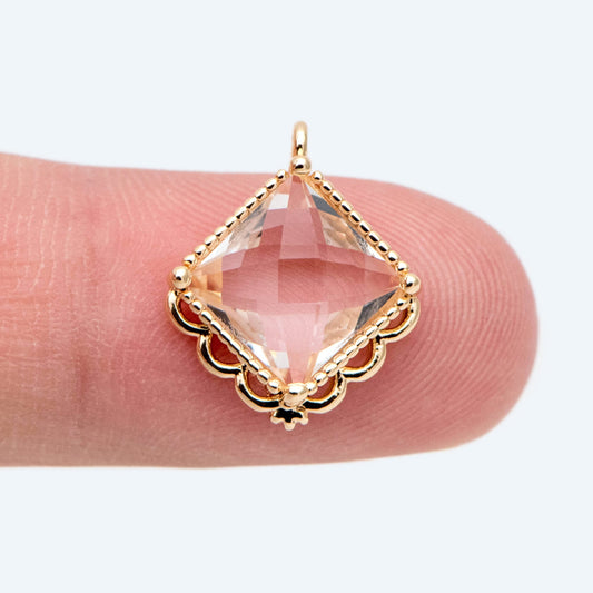 4pcs Gold Square Charm, Earring Findings, Jewelry Making, Diy Material, Jewelry Supplies (GB-2598-A)