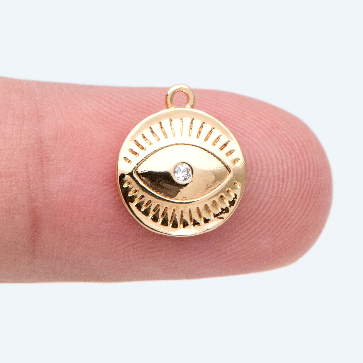 10pcs CZ Pave Gold Evil Eyes Charm, 18K Gold plated Brass, Round Evil Eyes Charm Pendants (GB-2601)