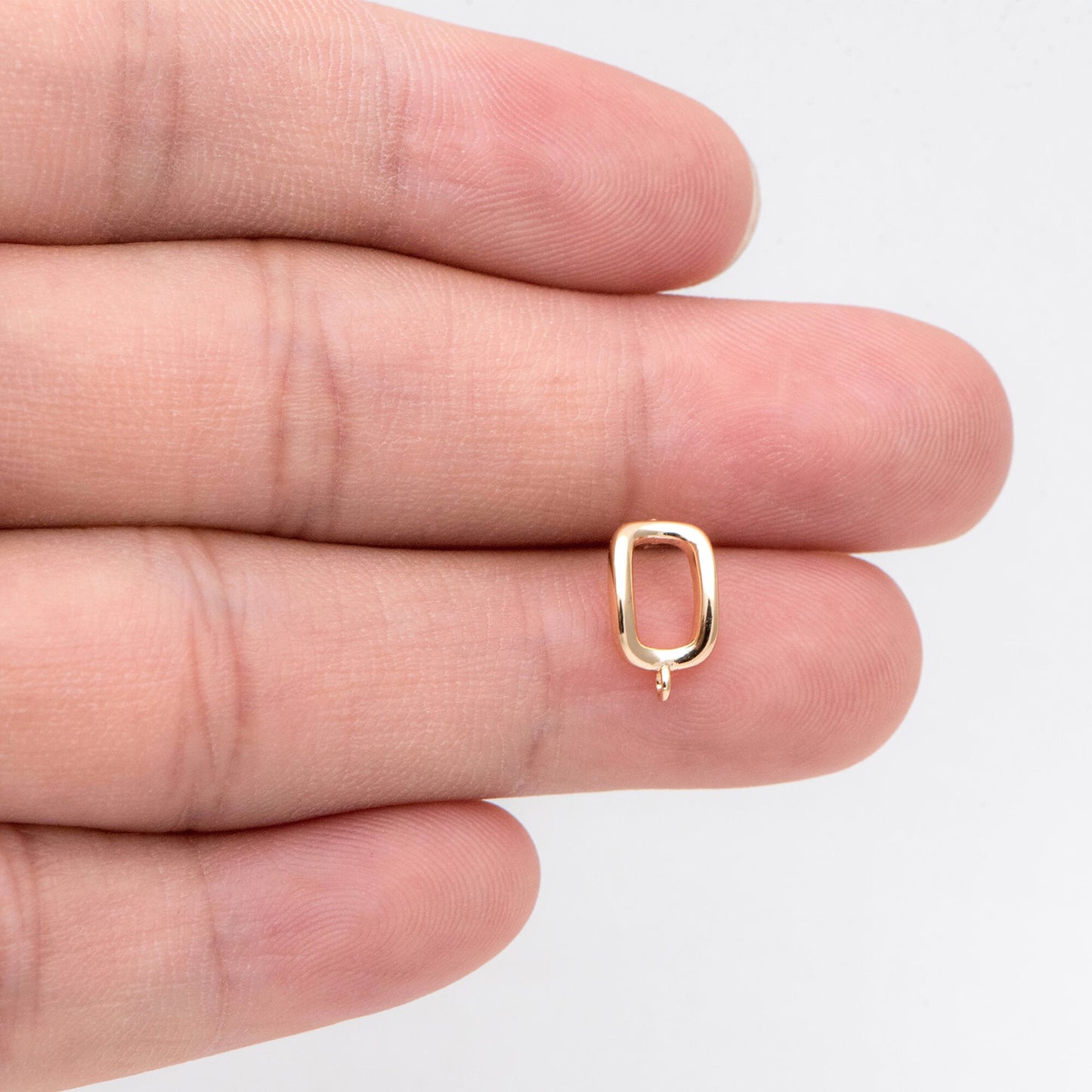 10pcs Rectangle Ear Posts with Loop, Stud Earrings Findings, Geometric Earring Components (GB-4129)