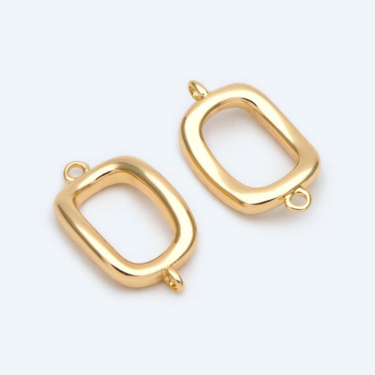 10pcs Gold Rectangle Link Charms, Real Gold plated Brass Geometric Connector Pendants (GB-2611)