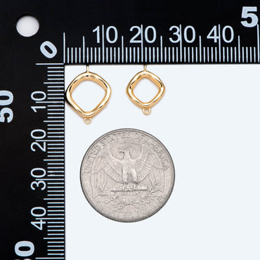 10pcs Gold Square Link Charms, Real Gold plated Brass Geometric Connector Pendants (GB-2615)