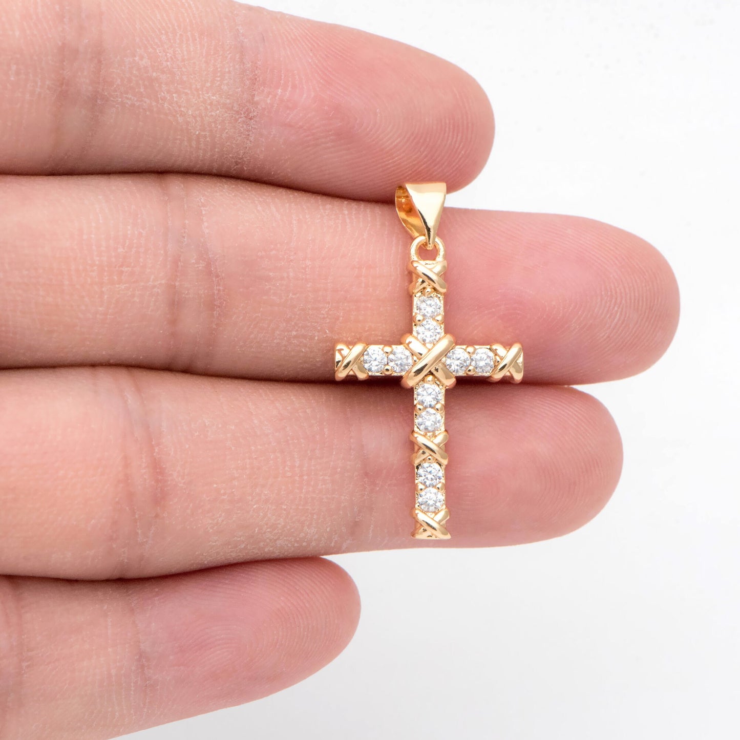 4pcs Cubic Cross Pendant, CZ Pendant, Jesus Pendant, Earrings pendant, Bracelet Charm, Necklace Pendant (GB-2288-J)