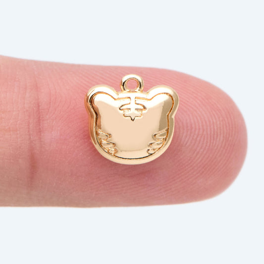 10pcs Gold Tiger Charm Pendant, 2022 Chinese zodiac sign, Jewelry Making, Diy Material, Jewelry Supplies (GB-2599)