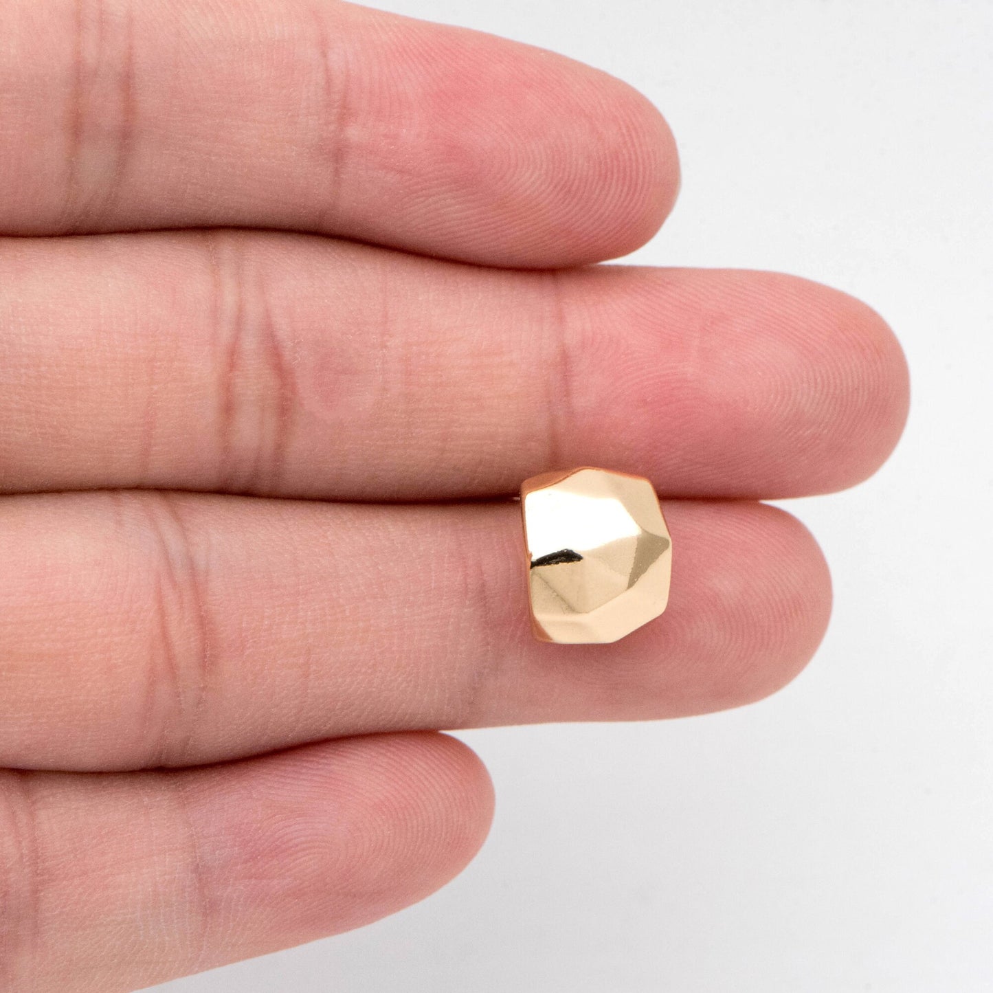 10pcs Gold Faceted Ear Post with Loop, Gold plated Brass, Geometric Stud Earrings (GB-2966-A)