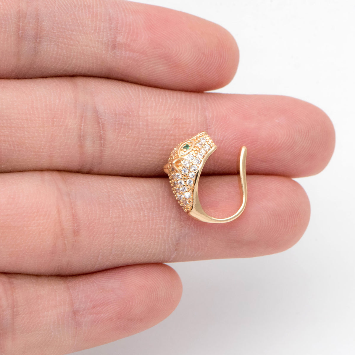 2pcs CZ Pave Leopard Ear Cuff, Cartilage, Dainty Earcuff Earring (GB-1665-B)