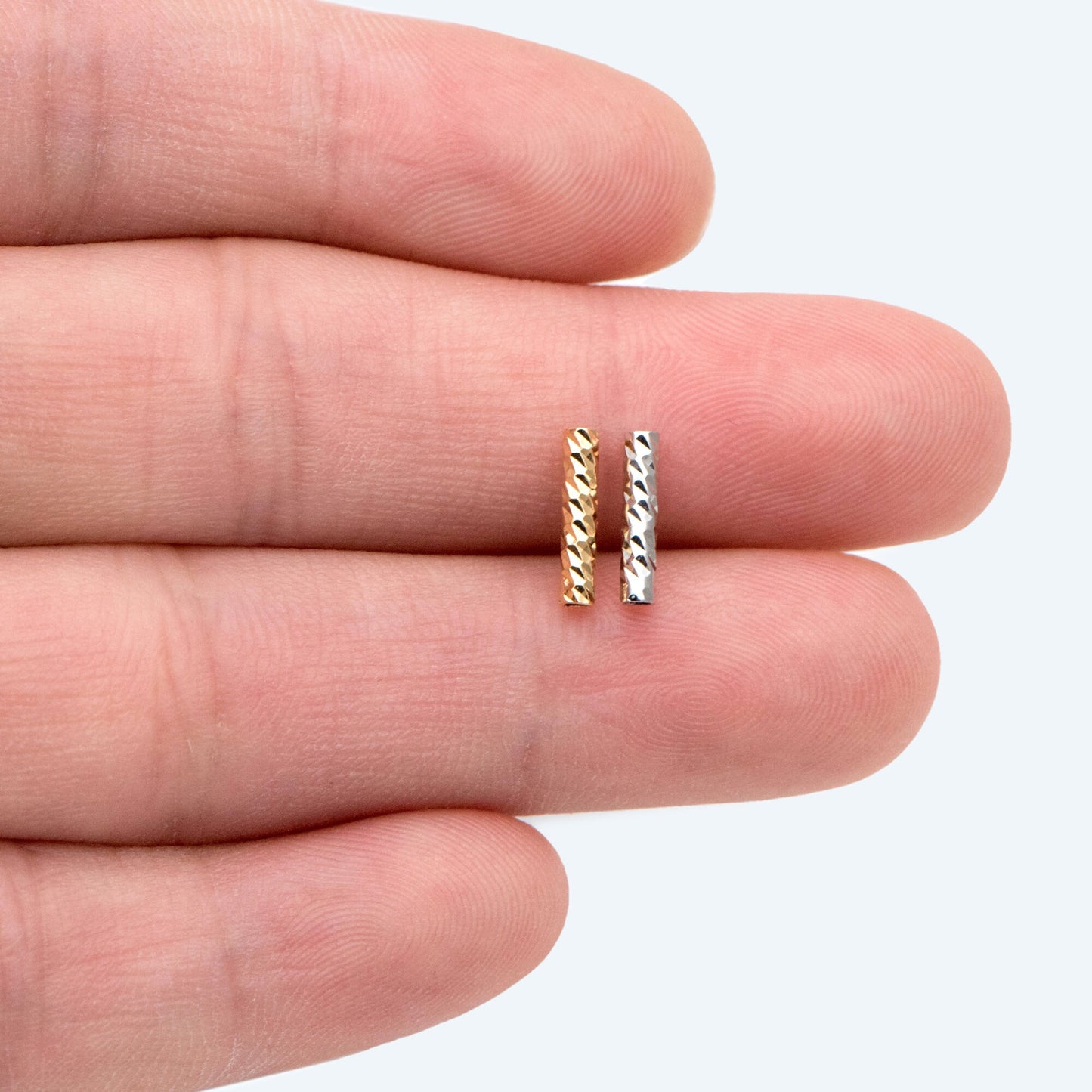 50pcs Gold/ Silver Tube Beads 10x2mm, Gold/ Rhodium plated Brass, Straight Tube Spacers (GB-2699)