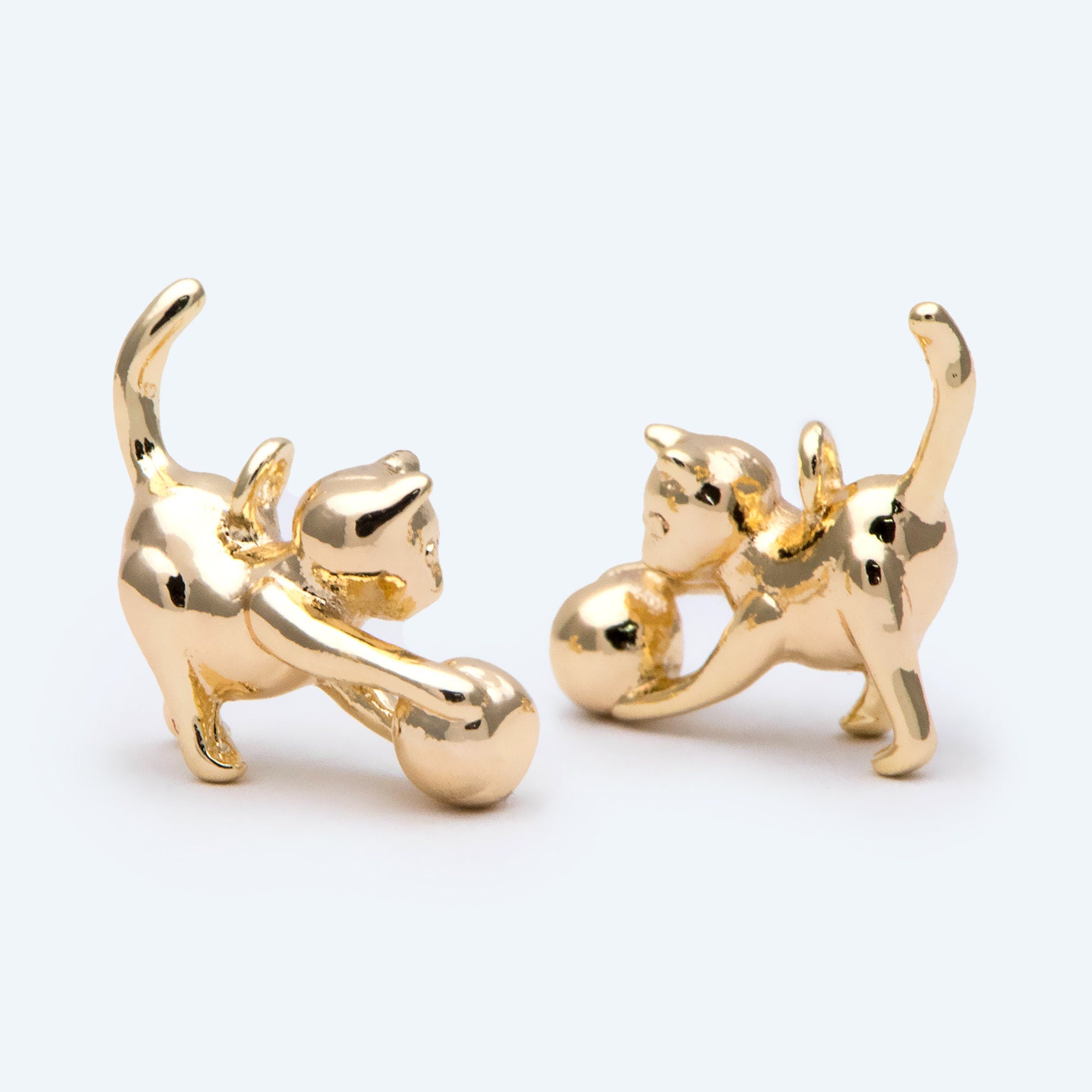 10pcs Gold 3D Cat Charm, Jewelry Making, Diy Material, Jewelry Supplies (GB-2707-A)