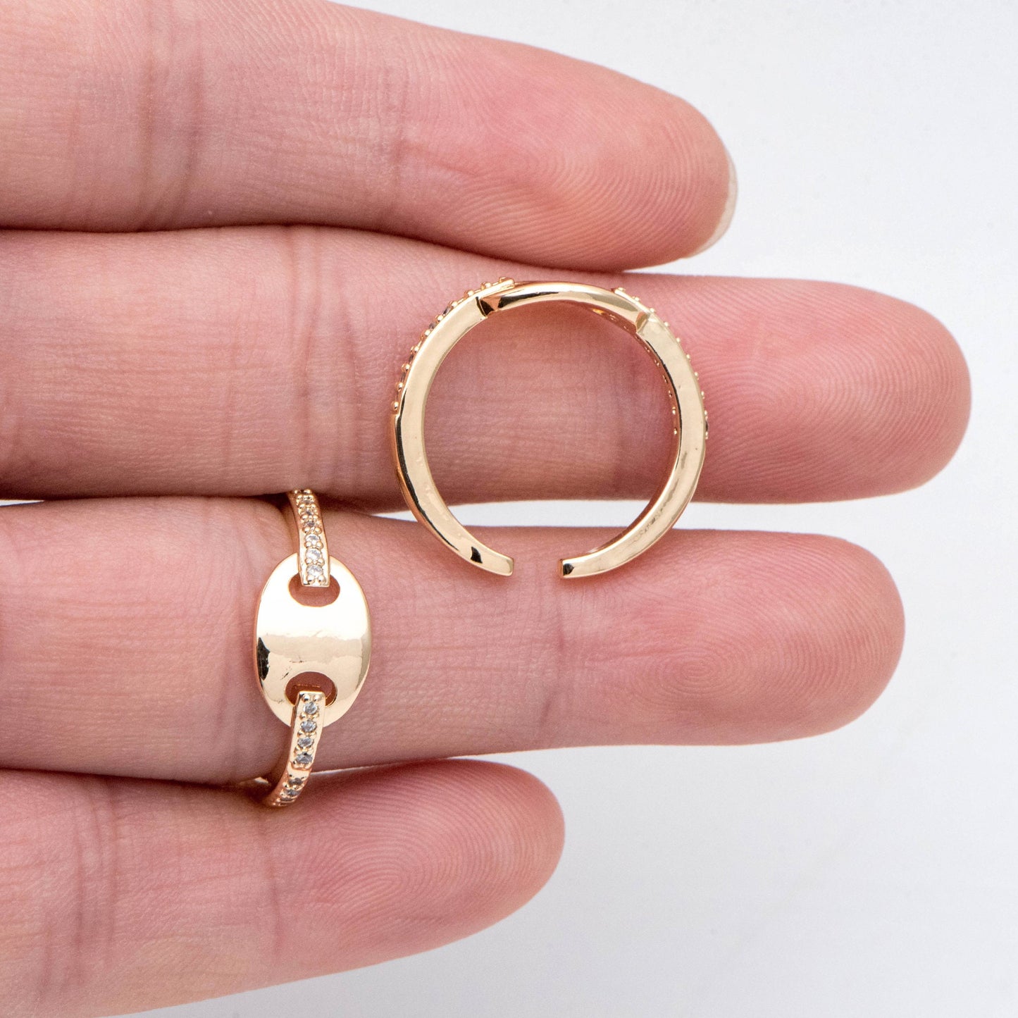 4pcs CZ Pave Ring, Puffed Anchor Mariner Ring, Designer Ring, Dainty Ring (#GB-2712)