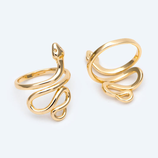 4pcs Gold/ Silver Tone Snake Ring, Open Serpent Ring, Reptile Adjustable Band Ring, Punk Animal Jewelry, Fashion Jewelry (#GB-2716)