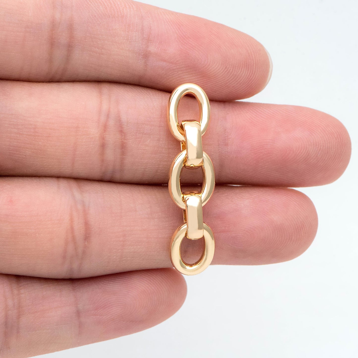 4pcs Chain Link Earring Studs, 18K Gold plated Brass, Oval Hoop Chain Ear Posts(GB-2652)