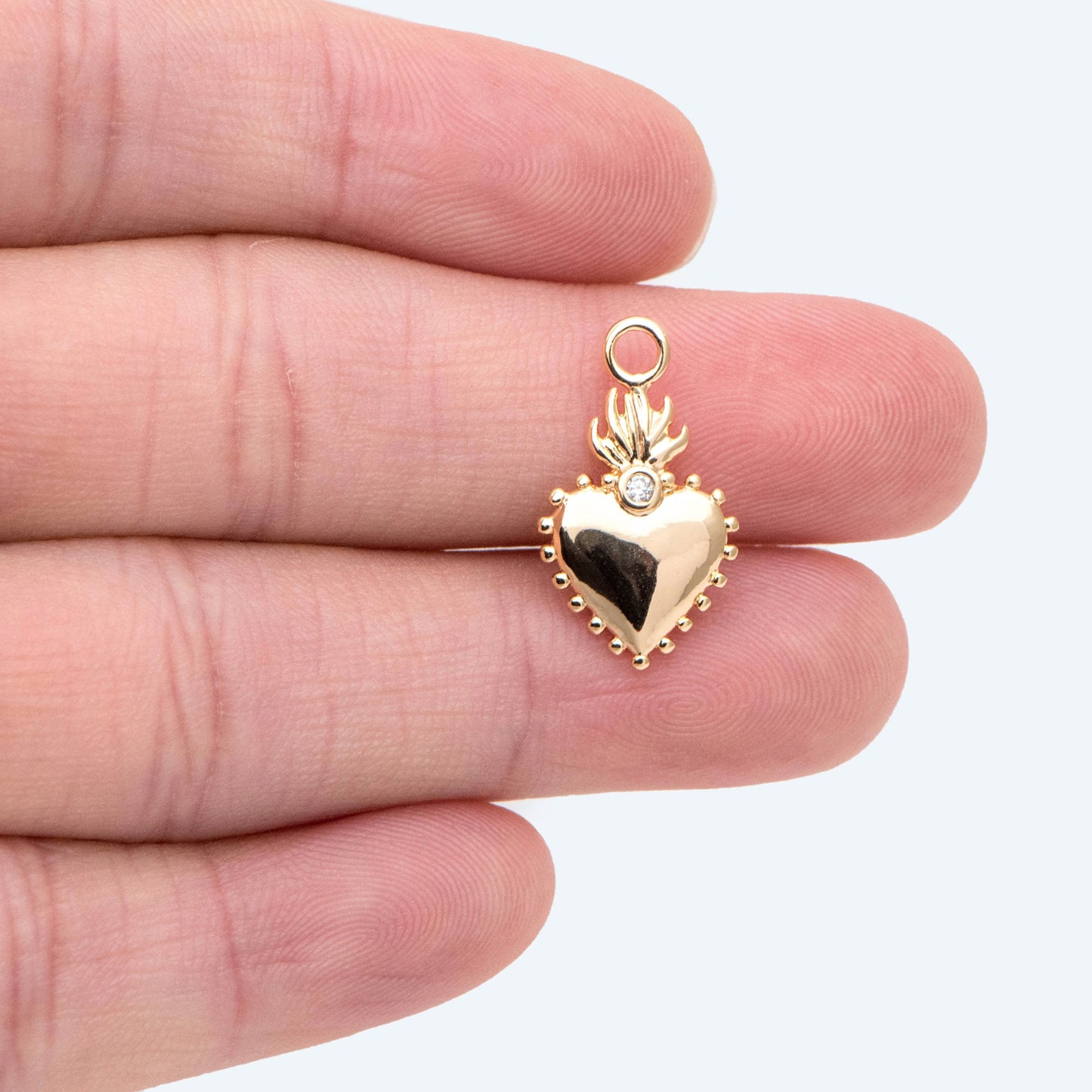 10pcs CZ pave Gold/ Silver Heart Charms, Gold/ Rhodium Plated Brass Heart Pendants (GB-2718)