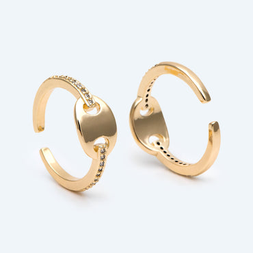 4pcs CZ Pave Ring, Puffed Anchor Mariner Ring, Designer Ring, Dainty Ring (#GB-2712)