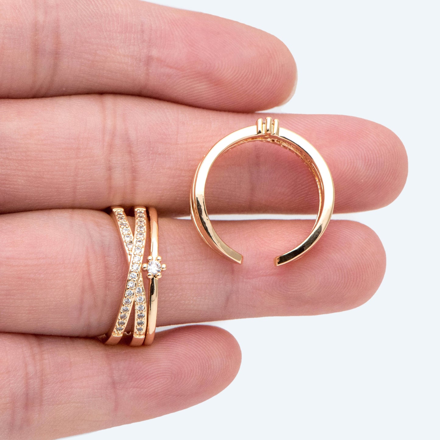 4pcs CZ Pave X Shaped Criss Cross Ring, Dainty Ring, Minimalist Ring (#GB-2713)