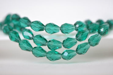 Teardrop Crystal Glass Beads Faceted 5x7mm Green -(SS-05-10) / 70cs