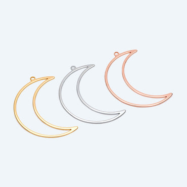 10pcs Crescent Moon Pendants, Gold/ Silver/ Rose Gold, 53mm Big Moon Charms, Abstract Outline Moon Pendants (GB-2755)