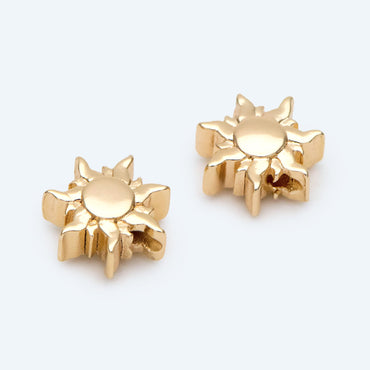 10pcs Gold/ Silver Sun Beads, Metal Beads, Gold/ Rhodium plated Brass Spacer Beads (GB-2964-A)