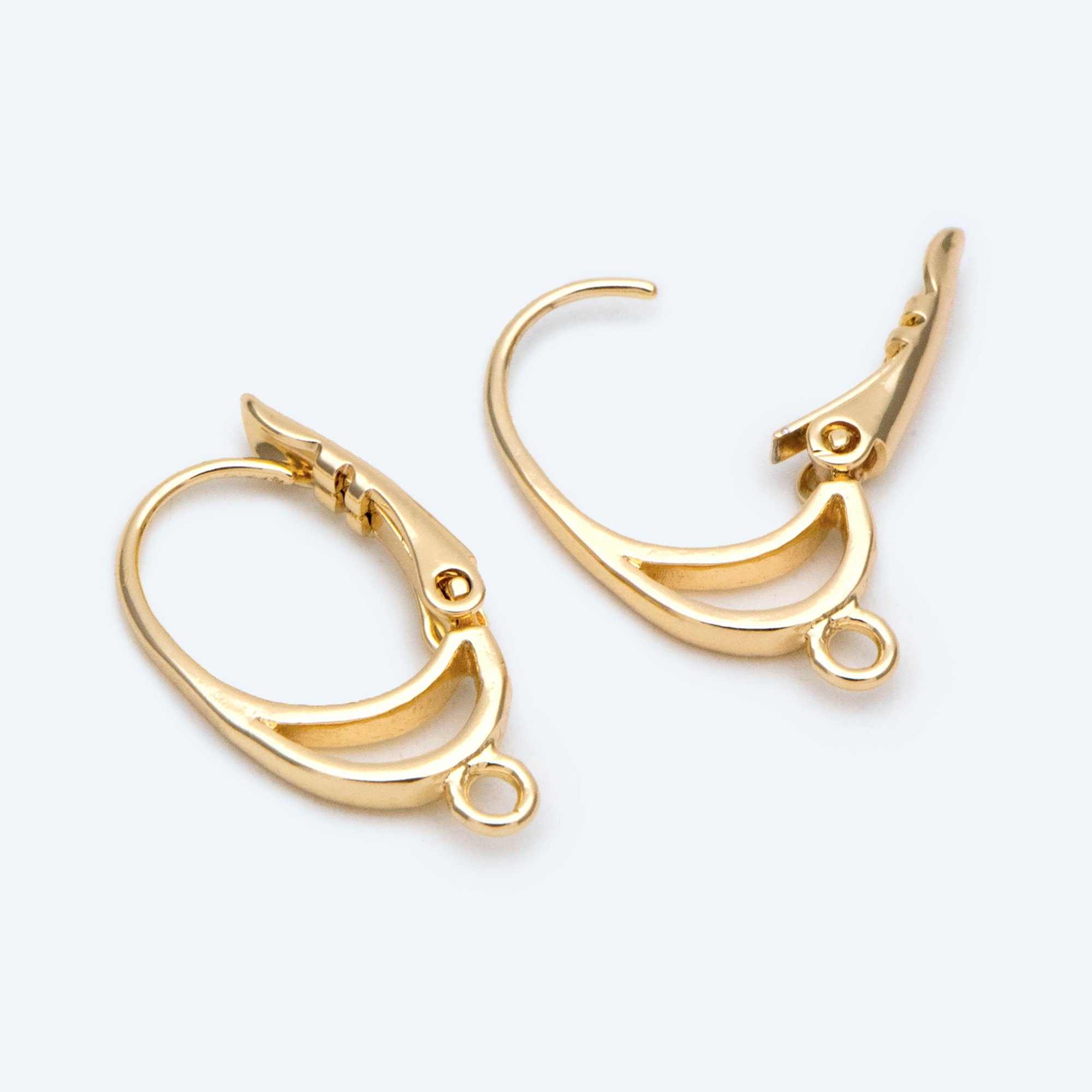 10pcs Gold Oval Leverback Earrings, Gold plated on Brass, Earring Hoop Components (GB-2761)