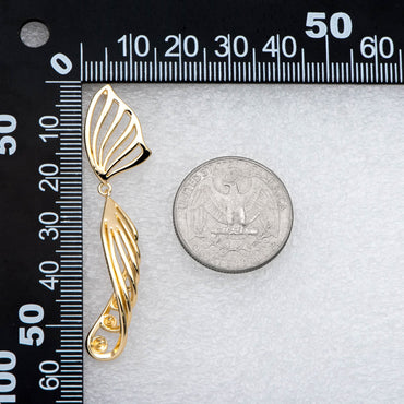 4pcs Gold Fishtail Earring With 3 Pearl Pegs, 18K Gold plated Brass Dainty Earrings (GB-2767)