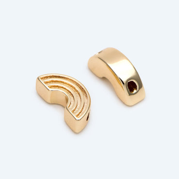 10pcs Gold Rainbow Beads, 18K Gold plated Brass Metal Beads, Spacer Beads (GB-2964-B)