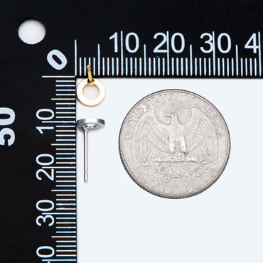 10pcs Round Circle Stud Earrings, Gold/ Silver tone Earwire, 6mm Hoop Stud Earring, DIY Ear Findings (GB-2736)