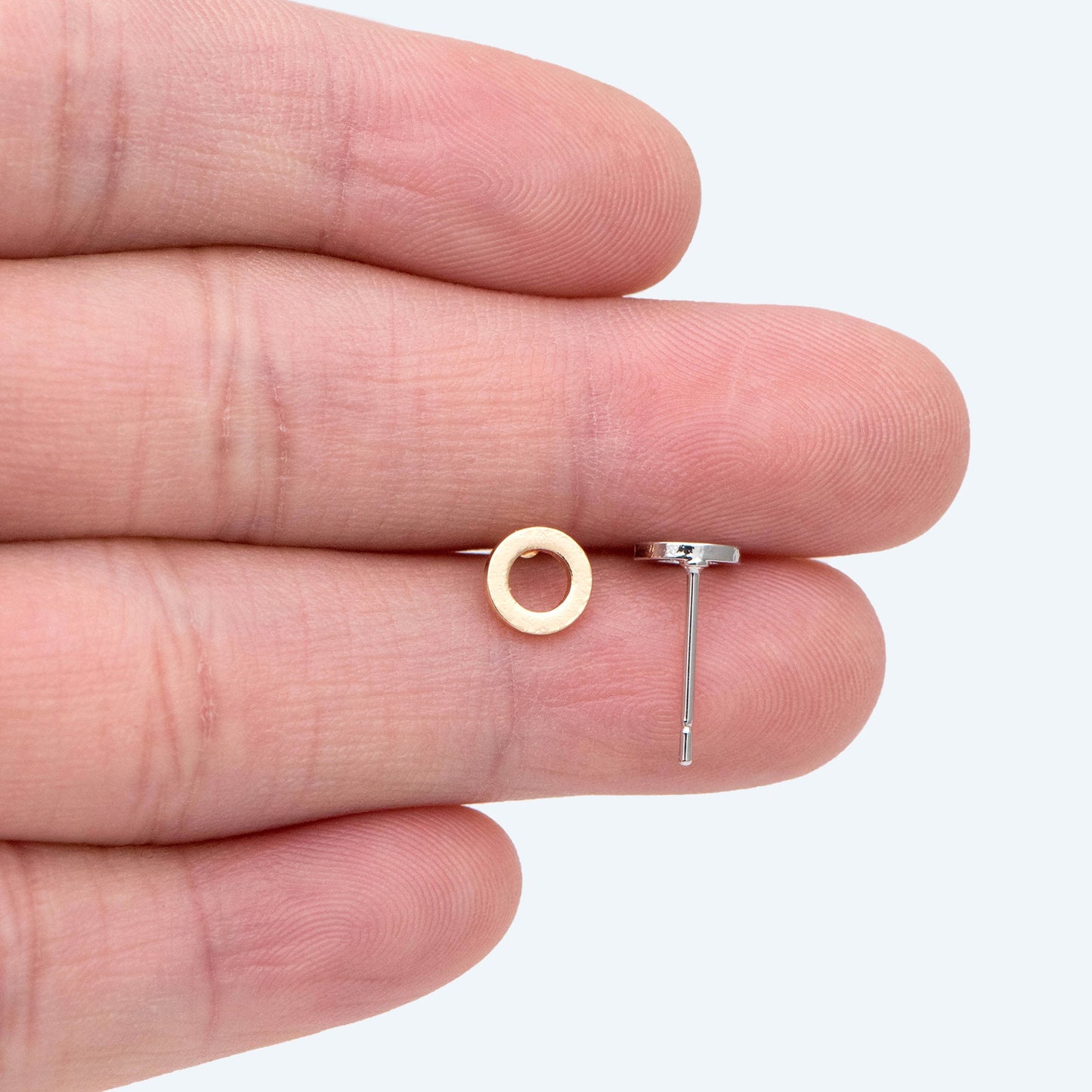 10pcs Round Circle Stud Earrings, Gold/ Silver tone Earwire, 6mm Hoop Stud Earring, DIY Ear Findings (GB-2736)