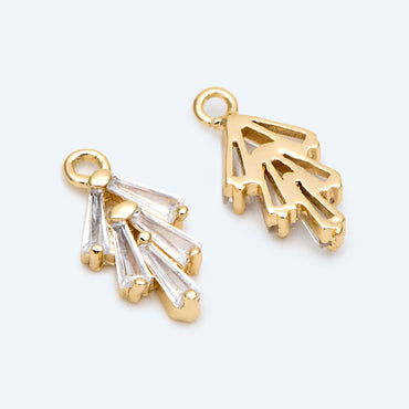 4pcs CZ Pave Gold Leaves charm, bracelet necklace pendant, Earring charm, Jewelry Making, Jewelry Supplies (GB-853-E)
