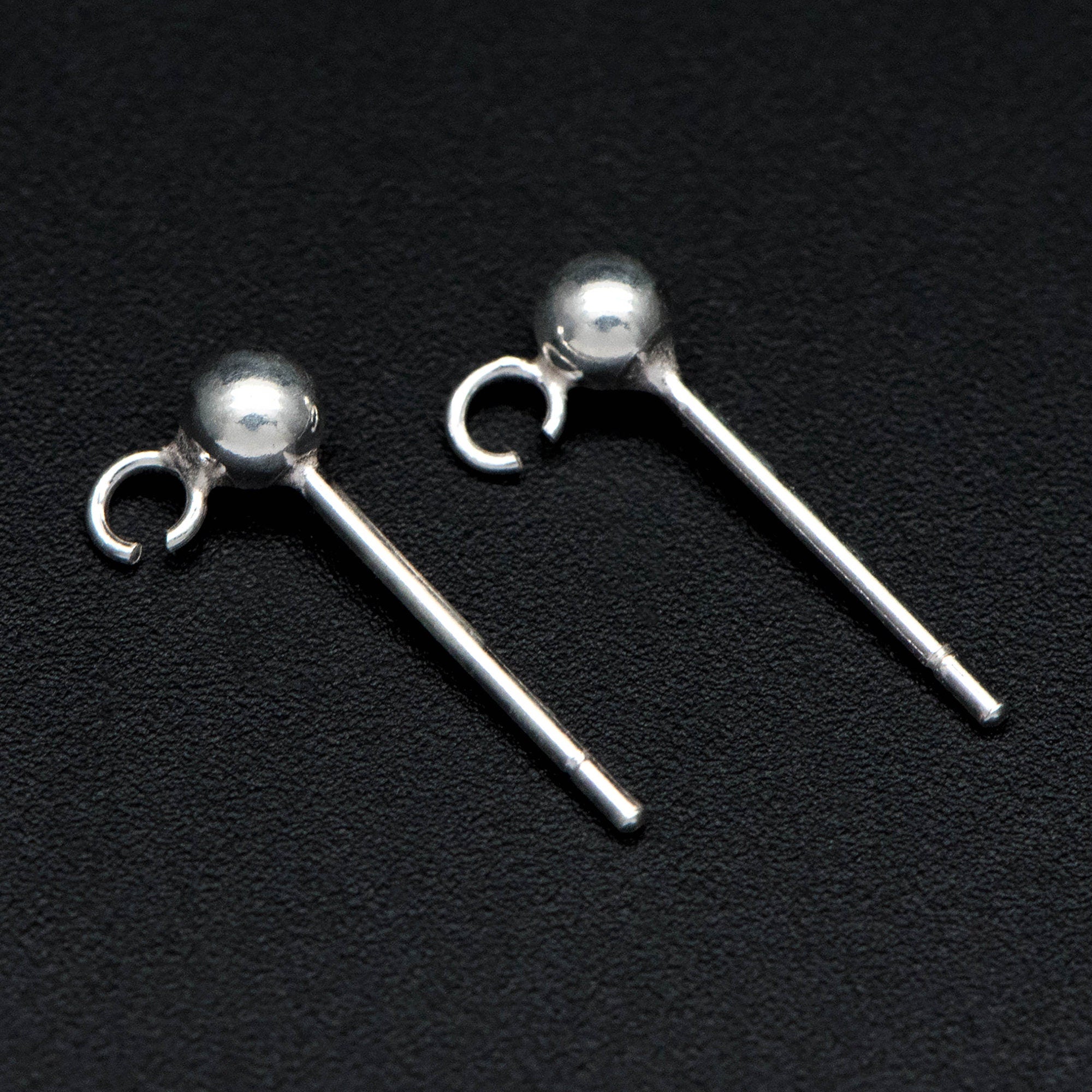 10pcs Sterling Silver Ear Post, .925 Silver Earring Post, 3mm Ball Post Earring, Ball Stud Earring With Loop (CY-018)