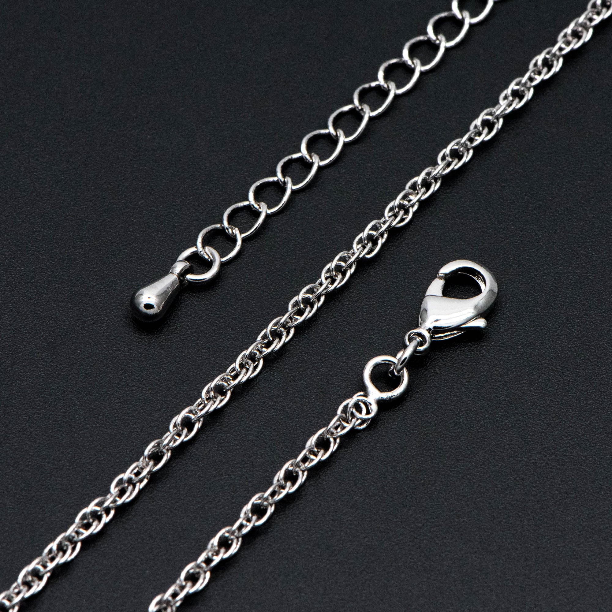 Silver tone Rope Chain Necklaces 18-20 Inch, Adjustable with Extender, Rhodium plated Brass Chains (#LK-490)