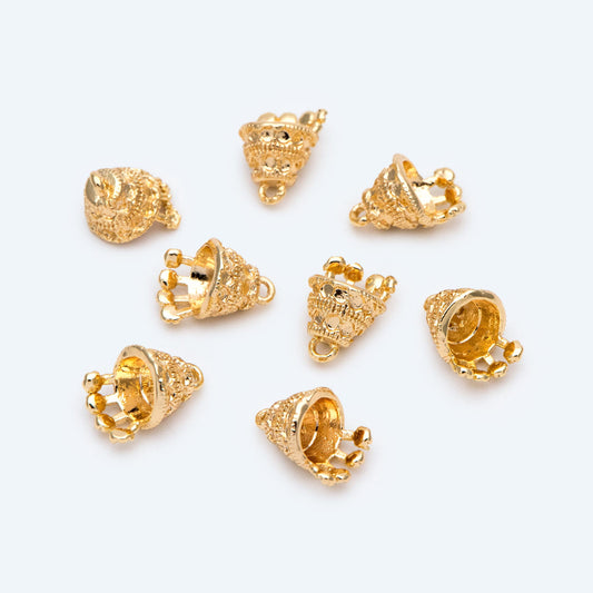 10pcs Gold Bead Caps 10X8mm, Real Gold plated Brass, Jewelry Making, Diy Material, Jewelry Supplies (GB-2802)