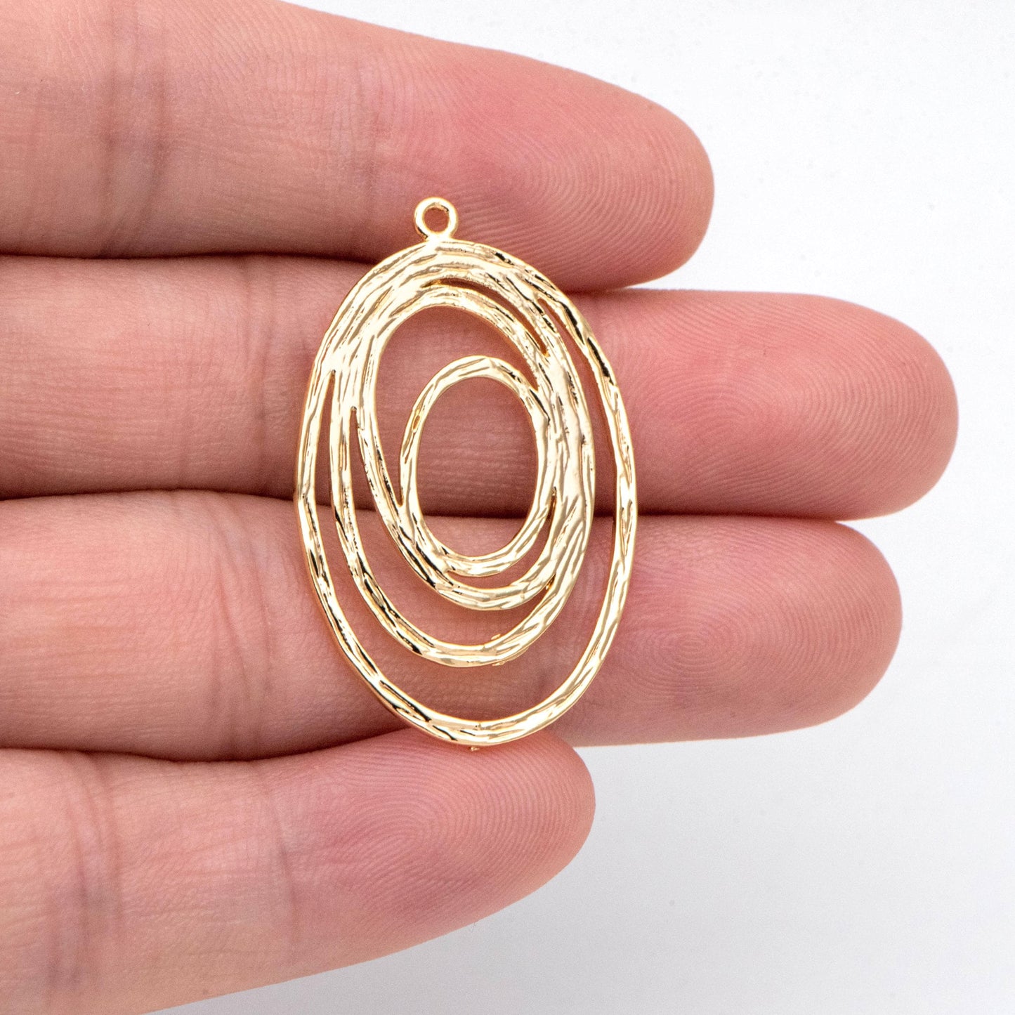 10pcs Gold/ Silver Oval Vortex Charms, Gold/ Rhodium plated Brass Oval Pendants, Dangle Earring Components (GB-1066-B)