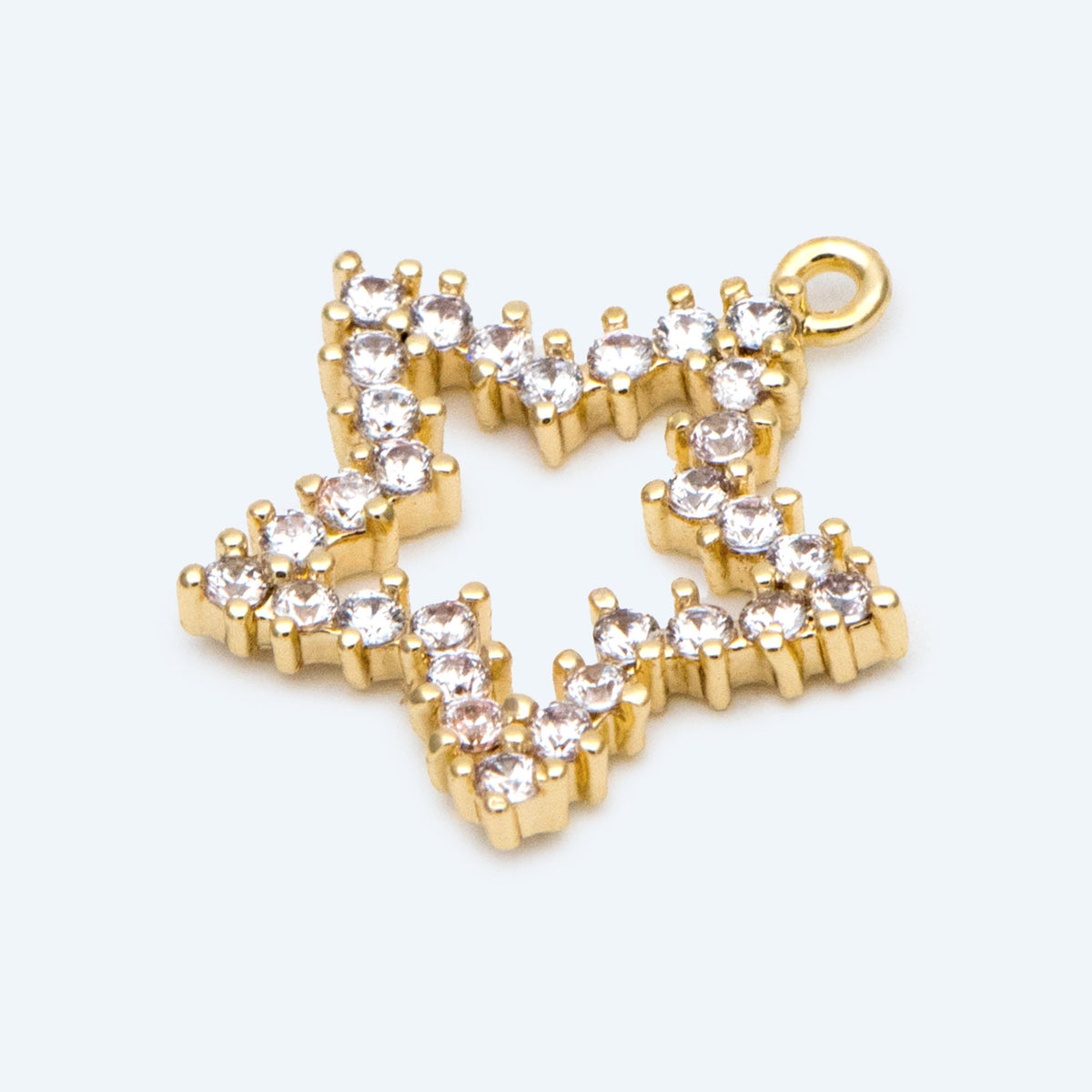 10pcs CZ Pave Gold Star Charm Pendant, Jewelry Making, Diy Material, Jewelry Supplies (GB-162-M)