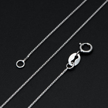 Sterling Silver .925 Finished Necklace Chains for Women, Rhodium plated 18 Inch Box Chains, 0.6mm=22 gauge, Ready to Wear (CY-012)