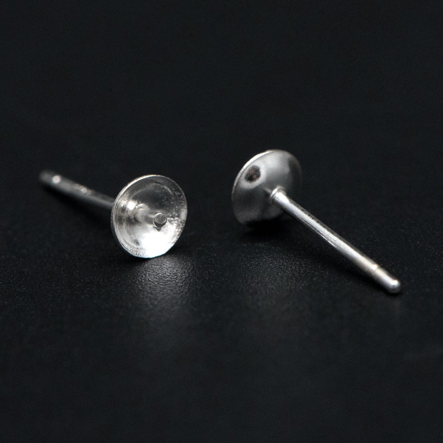 10pcs 925 Sterling Silver Stud Earrings, Ear Post with 4mm Cup, Peg Pearl Findings (CY-017)