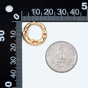 10pcs Gold Irregular Round Charms, Gold plated Brass Circle Pendant (#GB-2750-E)