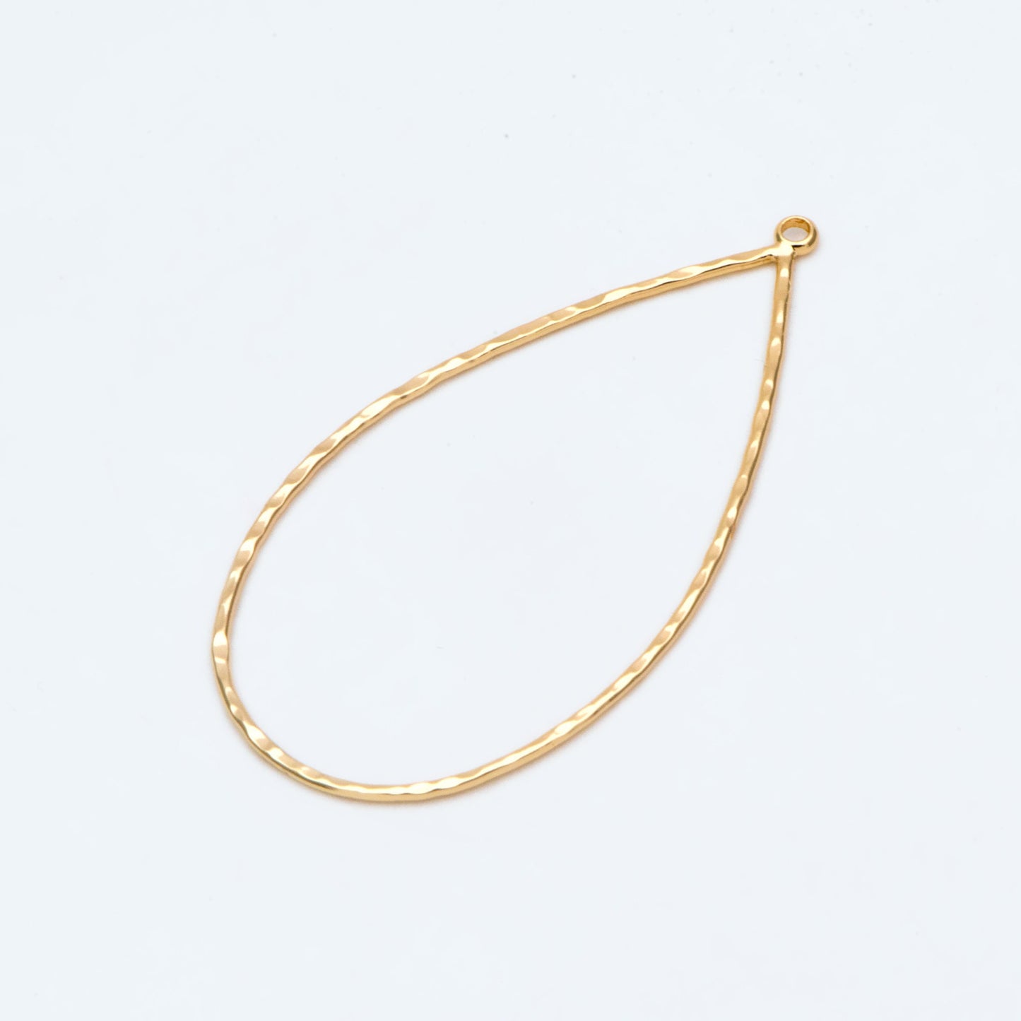 10pcs Gold Hammered Teardrop Pendants, Geometric Link Charms 55x28mm, Wired Drop Hoops (GB-2750-L)