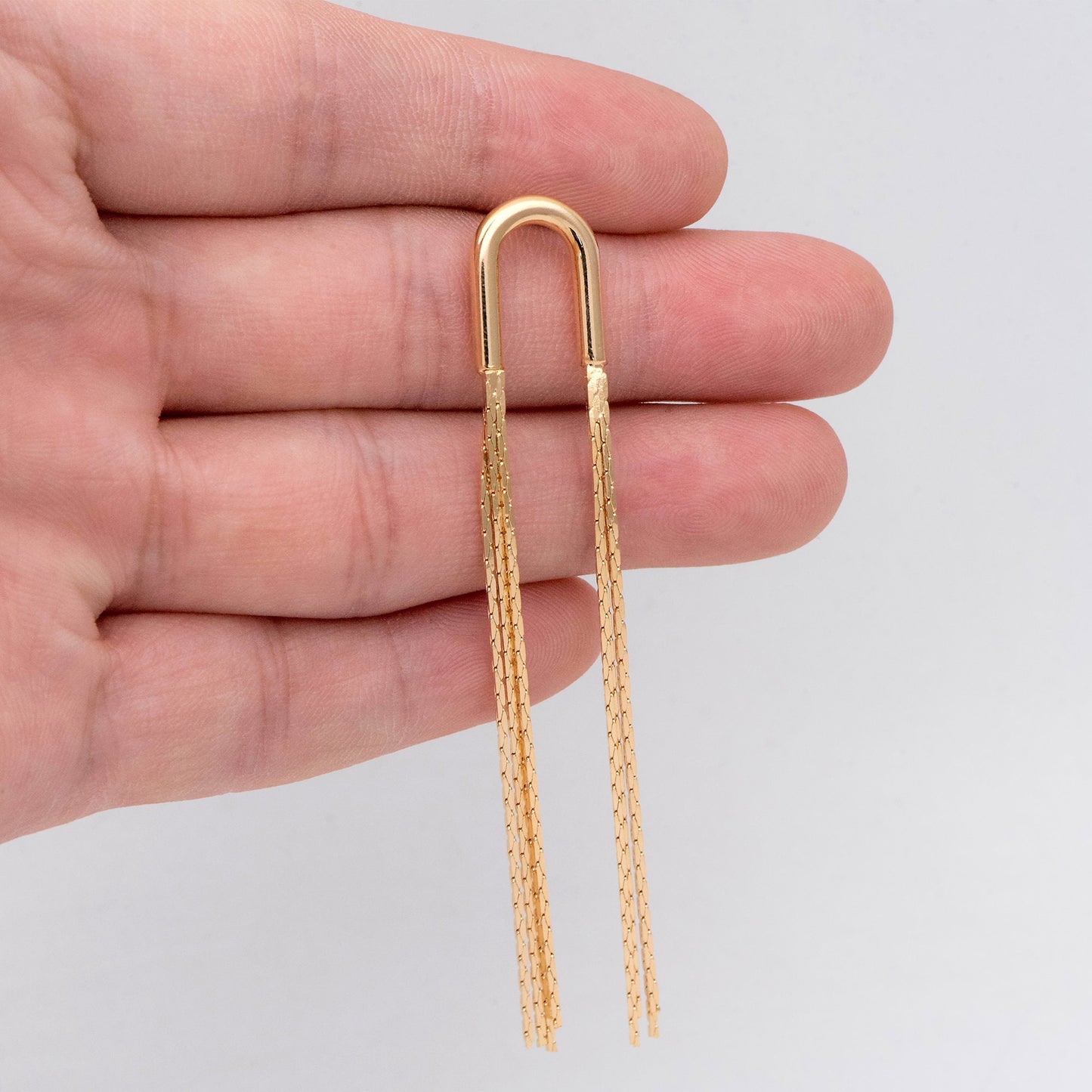 4pcs Chain Tassel Earrings, Tassel Stud Earring, Gold/ Silver Tone Dangling Earrings, Minimalist Tassel Earrings (GB-2867)