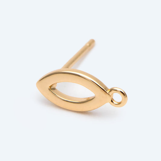 10pcs Gold Oval Ear Posts, Marquise Stud Earrings, Jewelry Making, Diy Material, Jewelry Supplies (GB-2805)
