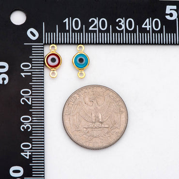 10pcs Gold Evil Eye Connectors, Evil Eye Pendant, Evil Eye Charms, Necklace Finding (GB-1999-A)