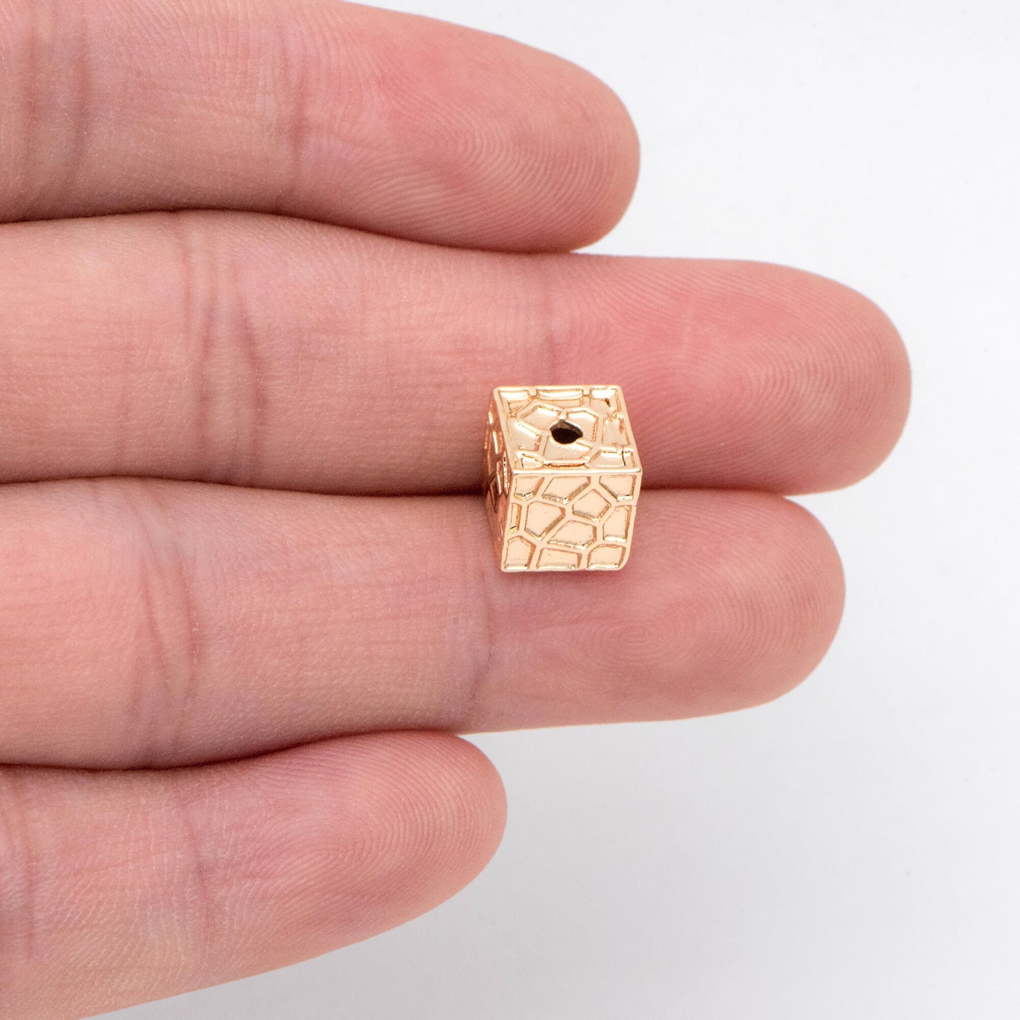 10pcs Gold Cube Spacers 8mm, 18K Gold plated Brass Square Beads, Jewelry Making, Diy Material, Jewelry Supplies (GB-2825)