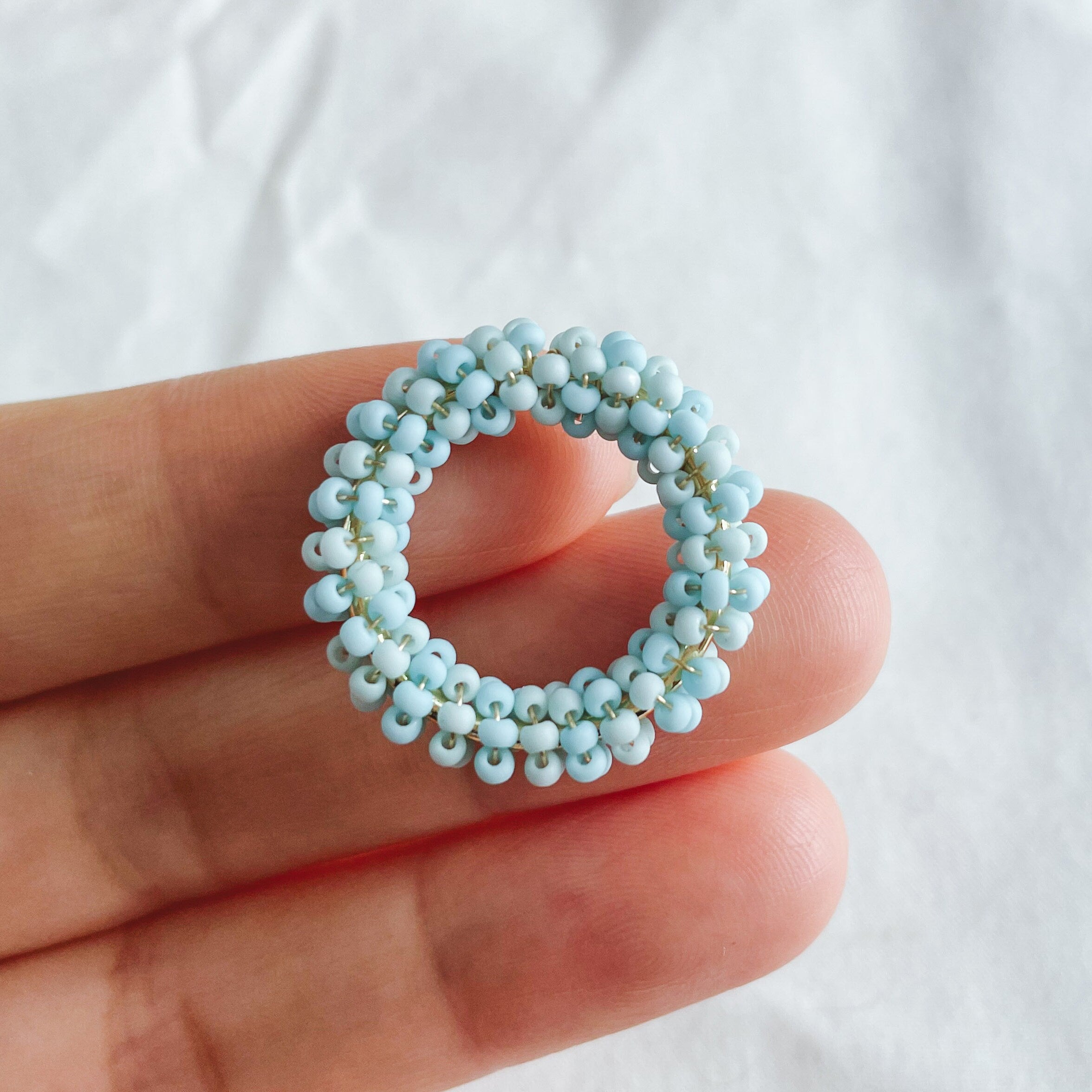 4pcs Beaded Hoop Findings: Pastel Glass Bead Circle, 25mm (FB-077)