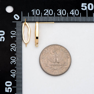 10pcs Gold Oval Hoop Ear Posts 19x6mm, Oval Circle Stud Earrings, DIY Ear Wire Findings (GB-1043)