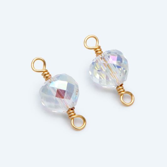 10pcs Crystal Teardrop Bead Connectors, Glass Drop Charms, 18K Gold Wire Supplies, Diy Material Findings (GB-2913)