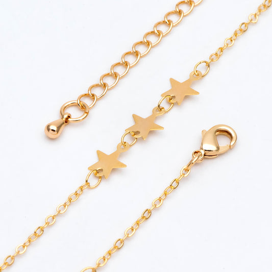 Gold plated Brass Star Chains, Adjustable Bracelet/ Anklet/ Necklaces (#LK-214-1)