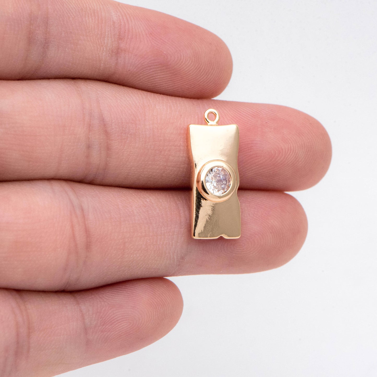 4pcs CZ Pave Gold Rectangle Charms, 18K Gold plated Brass Pendant (GB-2893)