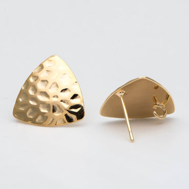 10pcs Gold Hammered Triangle Earrings, Geometric Ear Posts 17mm, Minimalist Earring Findings (GB-2866)