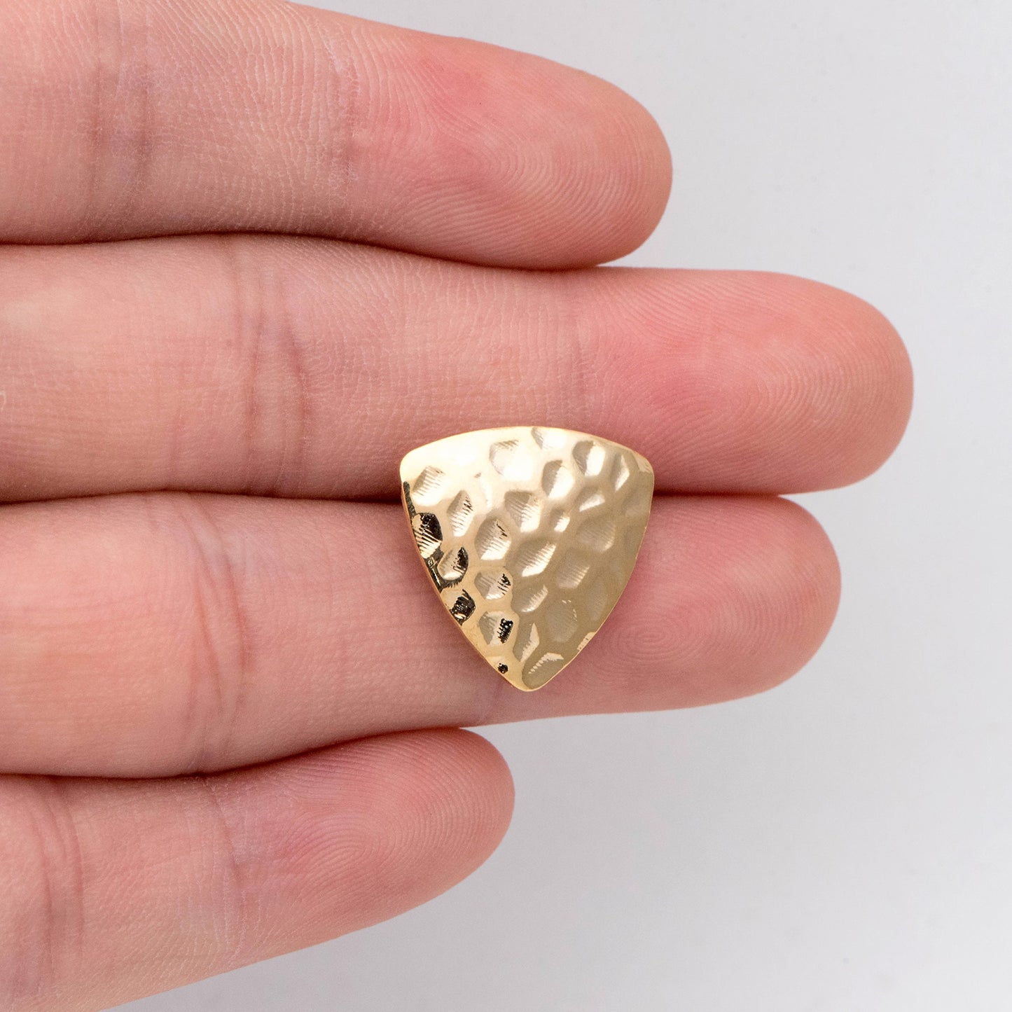 10pcs Gold Hammered Triangle Earrings, Geometric Ear Posts 17mm, Minimalist Earring Findings (GB-2866)