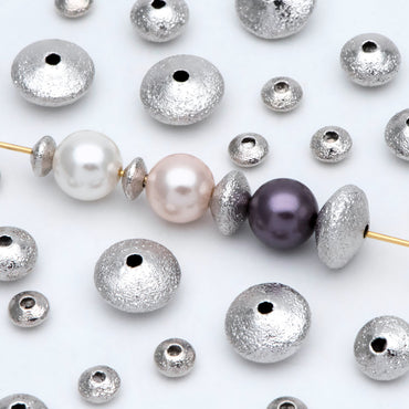 20pcs Silver tone Rondelle Beads, Rhodium plated Brass Spacers 5/ 7/ 10mm (GB-916)