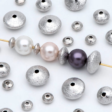 20pcs Silver tone Rondelle Beads, Rhodium plated Brass Spacers 5/ 7/ 10mm (GB-916)