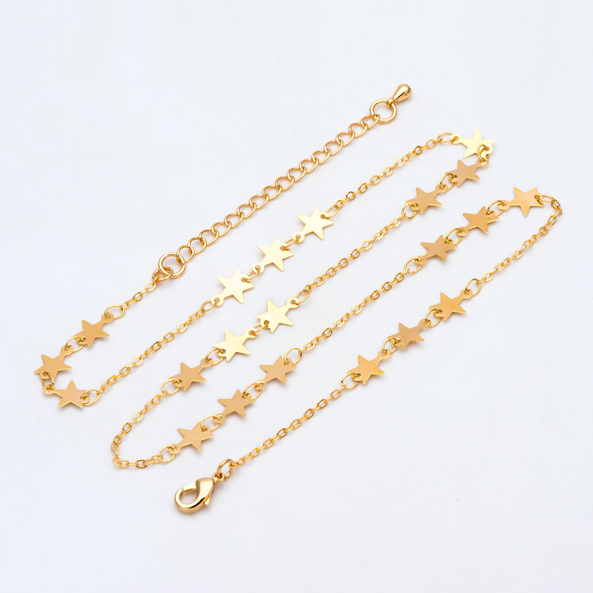 Gold plated Brass Star Chains, Adjustable Bracelet/ Anklet/ Necklaces (#LK-214-1)
